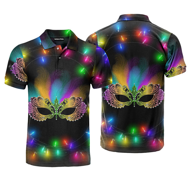 Carnival Mask Lightful Mardi Gras Polo Shirt For Men