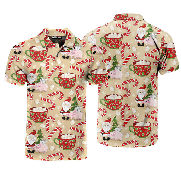 Magical Christmas Pig With Santa Polo Shirt For Men