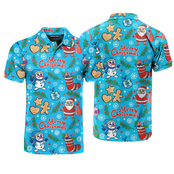 Funny Christmas On Blue Polo Shirt For Men