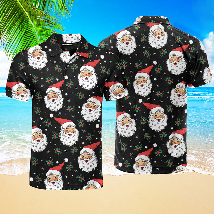 Santa Holly Snow Flakes Joyful Christmas Polo Shirt For Men
