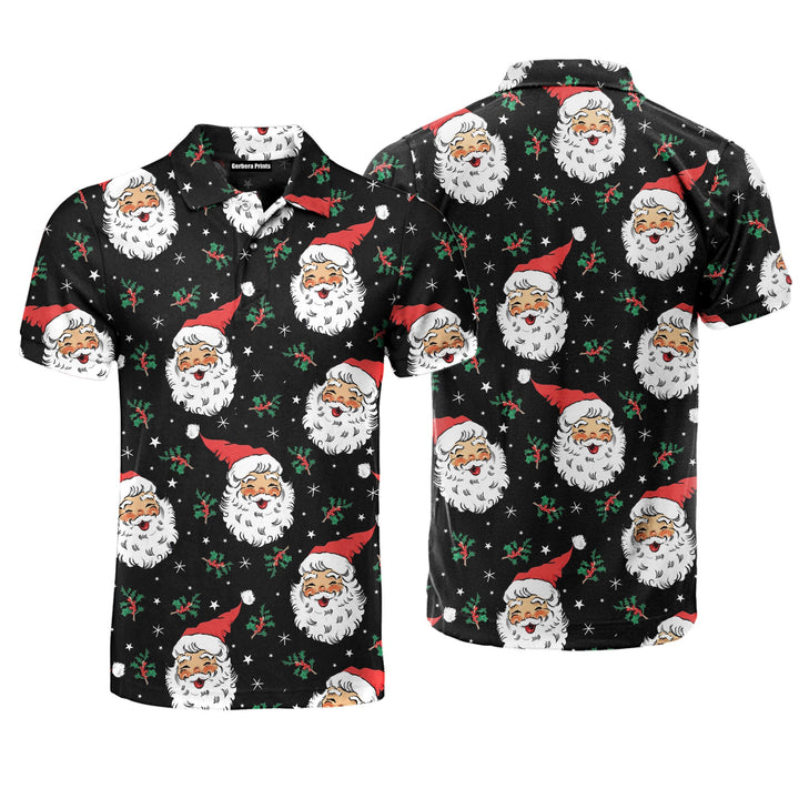 Santa Holly Snow Flakes Joyful Christmas Polo Shirt For Men