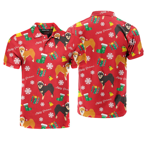 Red Christmas Merry Dogmas Polo Shirt For Men