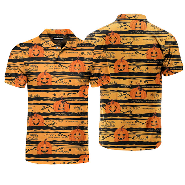 Halloween Typographic Style Orange Polo Shirt For Men