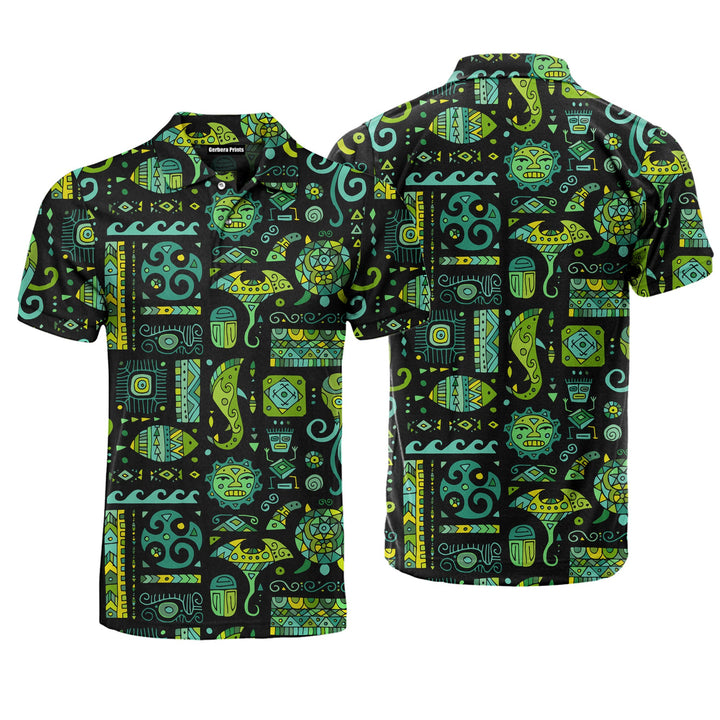 Ethnic Polynesian Style Polo Shirt For Men