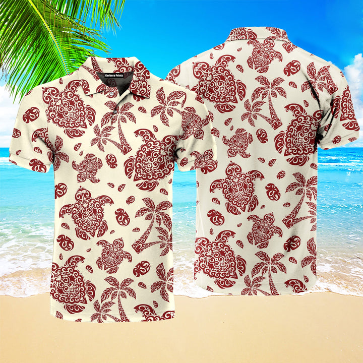 Vintage Hawaii Turtle Tattoo Polo Shirt For Men