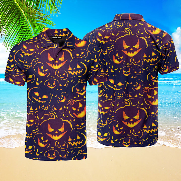 Halloween Scary Pumkin Ghost Polo Shirt For Men