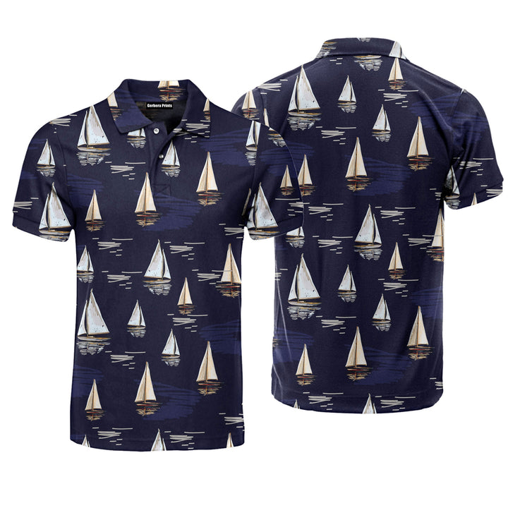 Sailboat Surfing In The Ocean Polo Shirt For Men