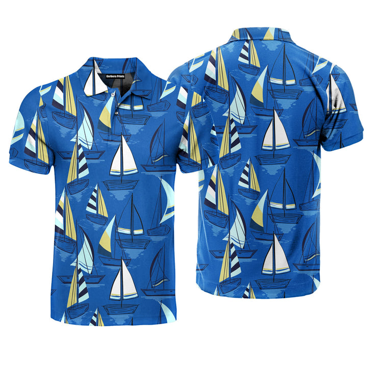 Summer Sailboat Polo Shirt For Men