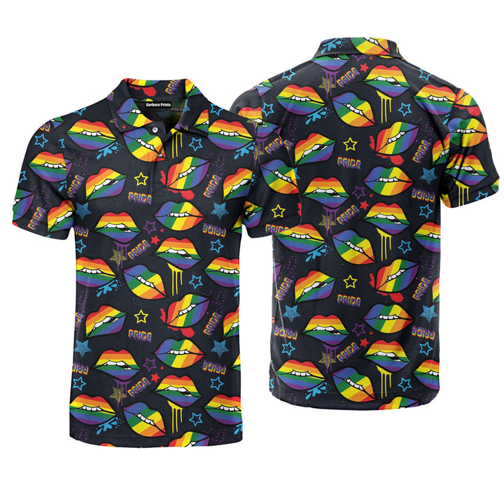 Rainbow Lips Gay LGBT Polo Shirt For Men