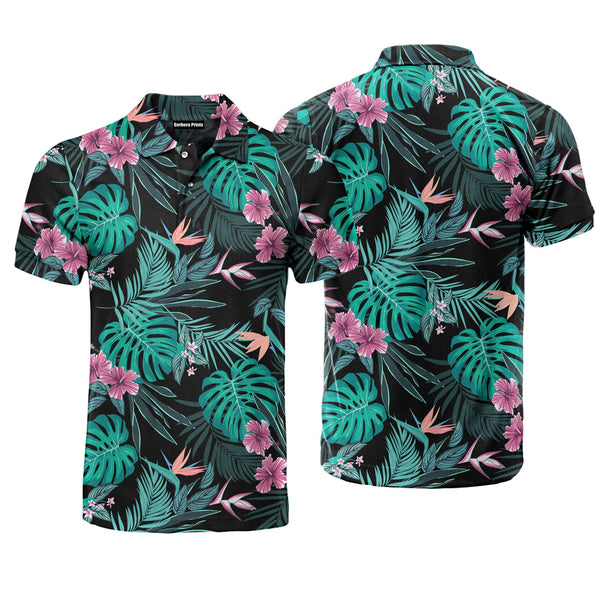 Palm Leaves Tropical Seamless Polo Shirt For Men