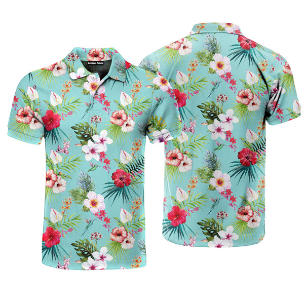 Blue Classic Tropical Polo Shirt For Men