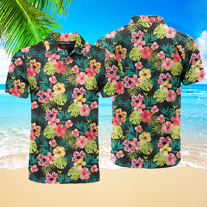 Cat Lover Summer Tropical Polo Shirt For Men