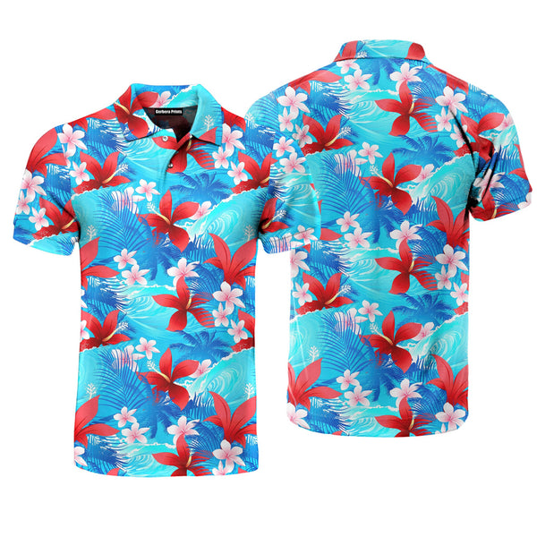 Summer Beach Flower Tropical Polo Shirt For Men