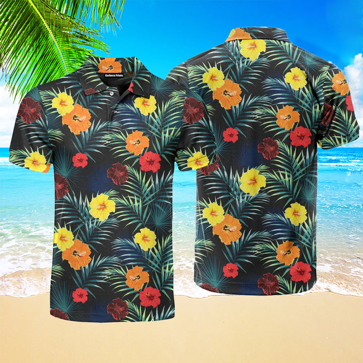 Summer Floral Tropical Polo Shirt For Men