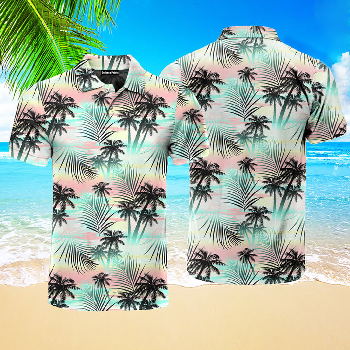 Palm Tree Island Tropical Polo Shirt For Men