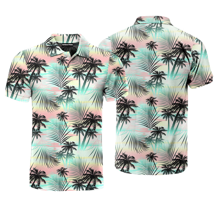 Palm Tree Island Tropical Polo Shirt For Men