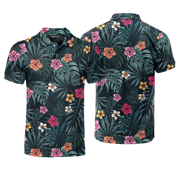 Exotic Tropical Floral Polo Shirt For Men