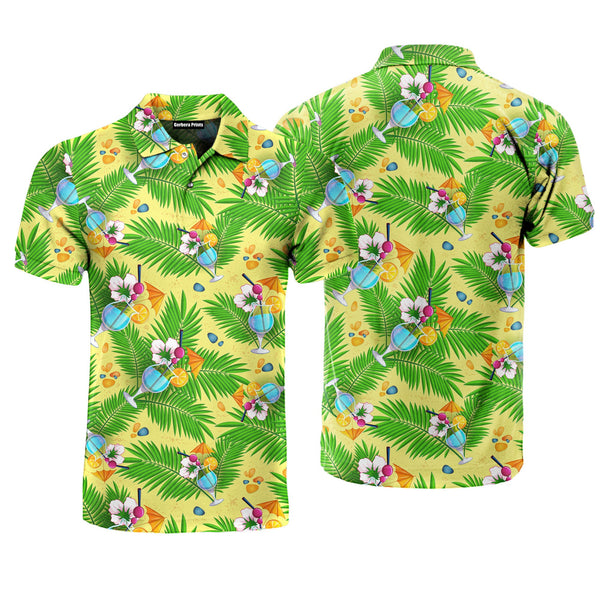 Summer Palm Leaves And Cocktails Polo Shirt For Men