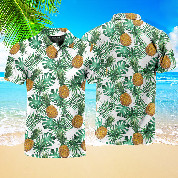 Pineapple And Leaves Seamless Polo Shirt For Men