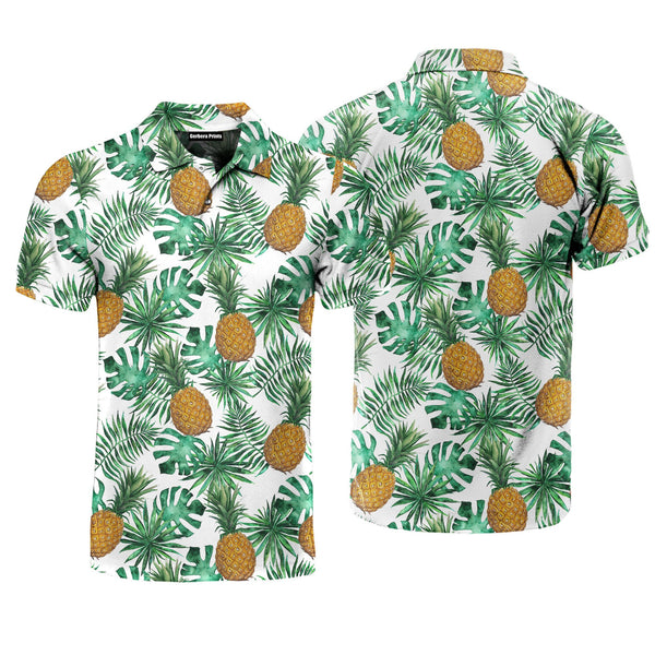 Pineapple And Leaves Seamless Polo Shirt For Men