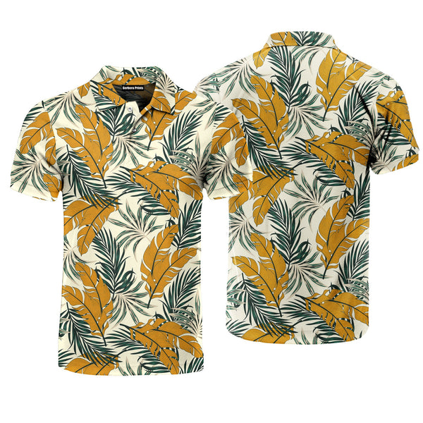 Tropical Abstract Plants Leaves Polo Shirt For Men