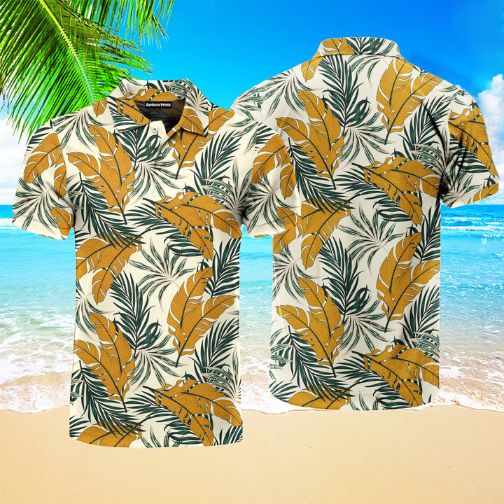 Tropical Abstract Plants Leaves Polo Shirt For Men