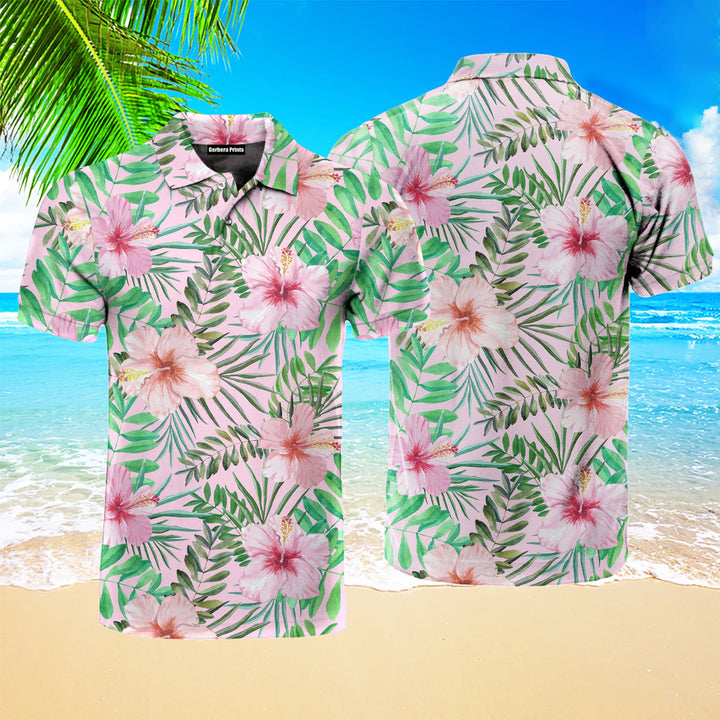 Tropical Hibicus Flowers Polo Shirt For Men