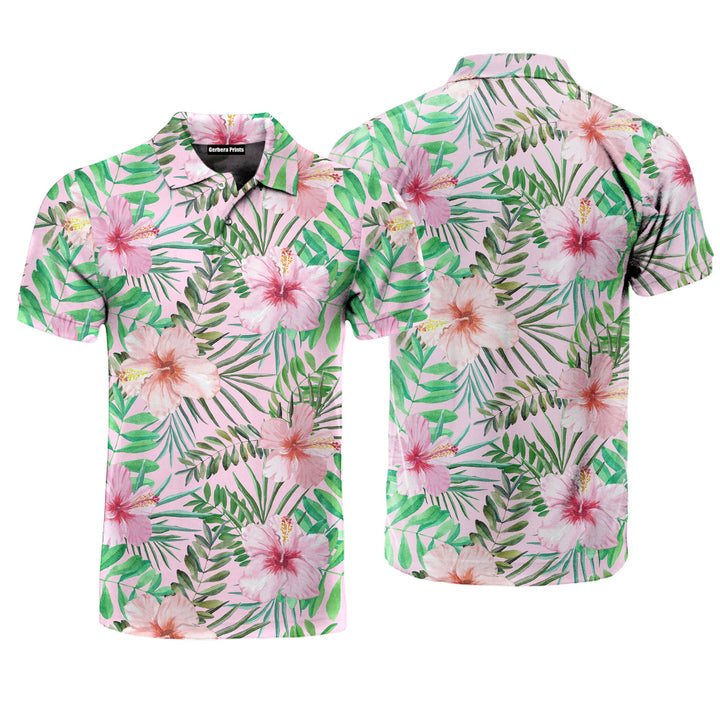 Tropical Hibicus Flowers Polo Shirt For Men