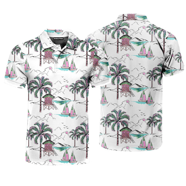 Coconut Tree Island Polo Shirt For Men