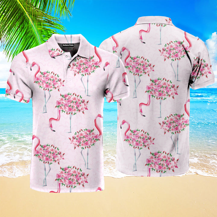 Beautiful Flamingo Happy Wedding Polo Shirt For Men