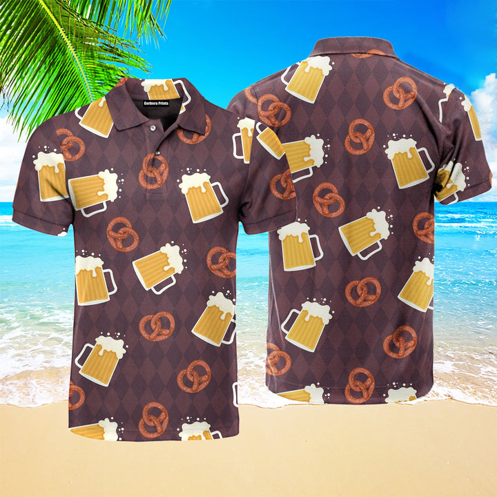 Beer Pretzels German Beer Party Polo Shirt For Men
