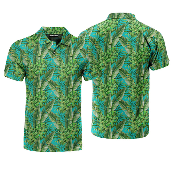 Green Tropical Polo Shirt For Men