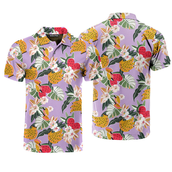 Tropical Flower Fruits Seamless Polo Shirt For Men