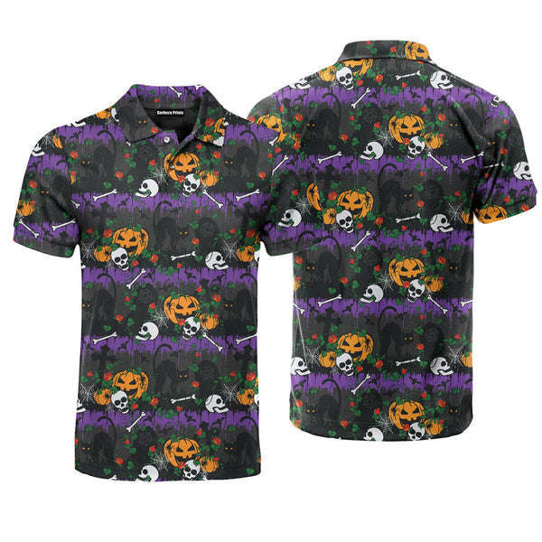 Gothic Halloween Graveyard Scary Holiday Polo Shirt For Men