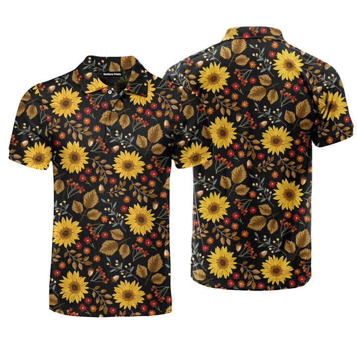 Autumn Sunflowers Thanksgiving Polo Shirt For Men