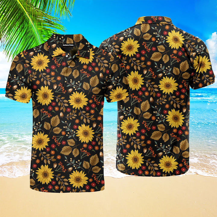 Autumn Sunflowers Thanksgiving Polo Shirt For Men