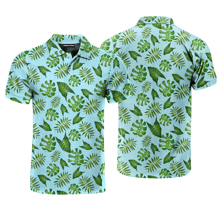 Green Leaves Pattern Polo Shirt For Men