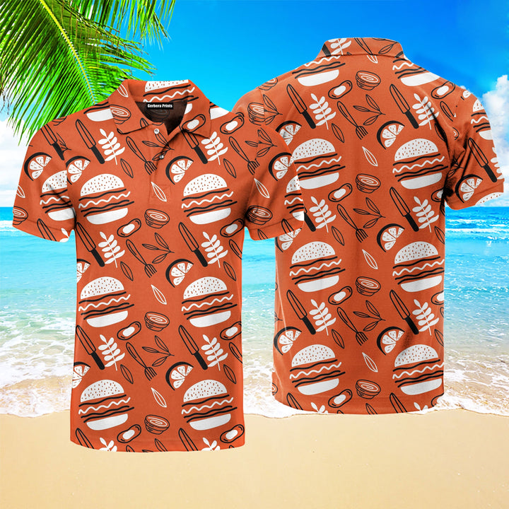 Barbebue BBQ Things Burger Fried Polo Shirt For Men