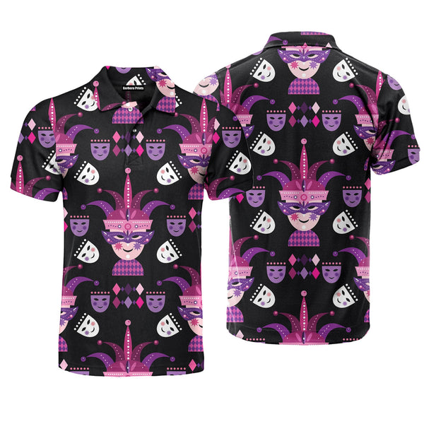 Happy Mardi Gras Purple Polo Shirt For Men