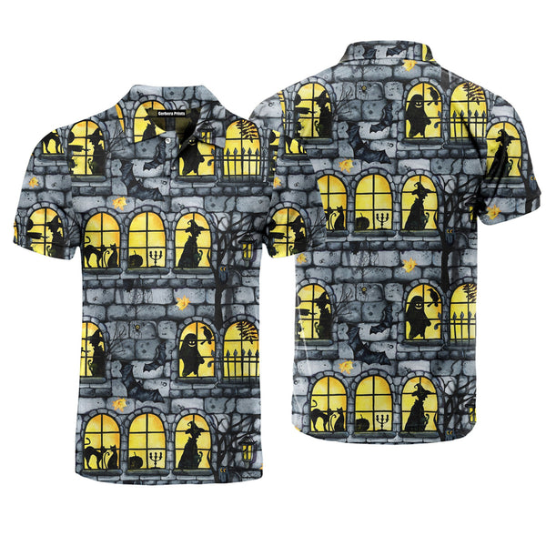 Gothic Castle Halloween Polo Shirt For Men