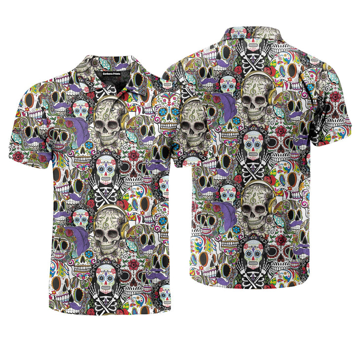 Dia De La Sugar Skull Day Polo Shirt For Men