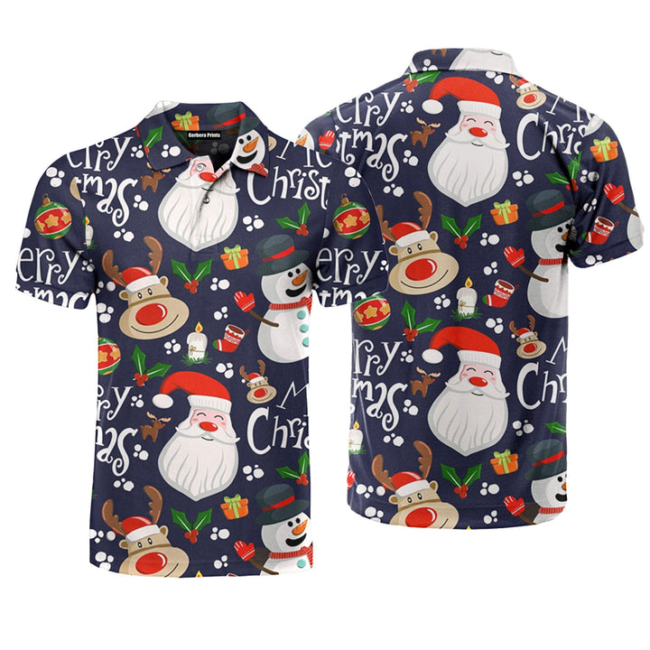 Snowman And Deer Polo Shirt For Men