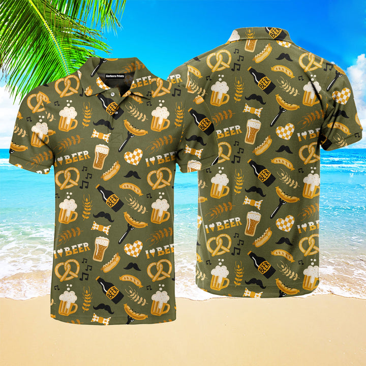 I Love Beer And Brezel Oktoberfest Polo Shirt For Men
