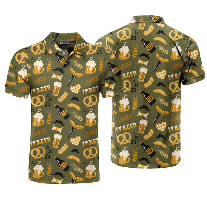 I Love Beer And Brezel Oktoberfest Polo Shirt For Men