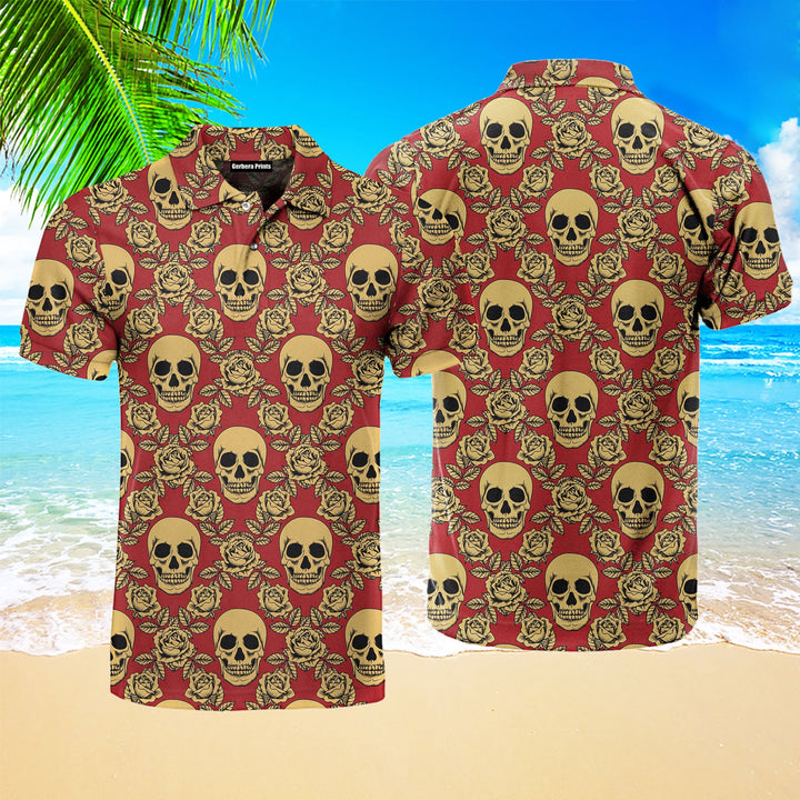 Roses And Skulls Polo Shirt For Men