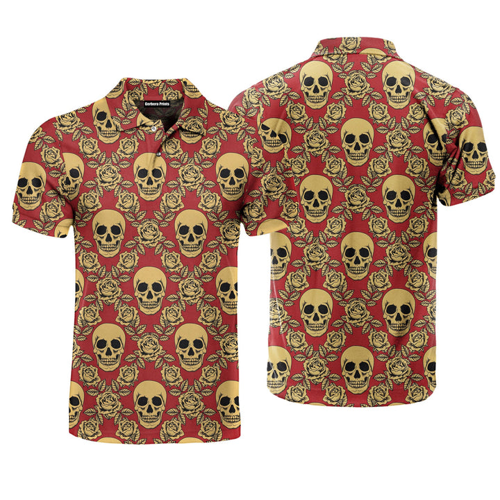 Roses And Skulls Polo Shirt For Men