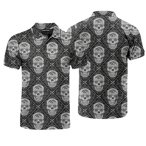 Skull Day Of The Dead Polo Shirt For Men