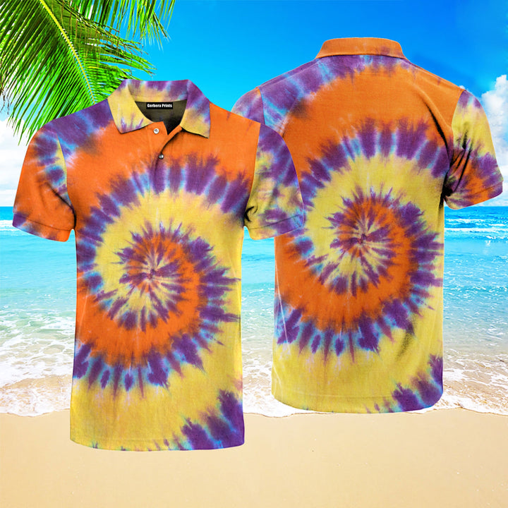 Psychedelic Tie Dye Polo Shirt For Men