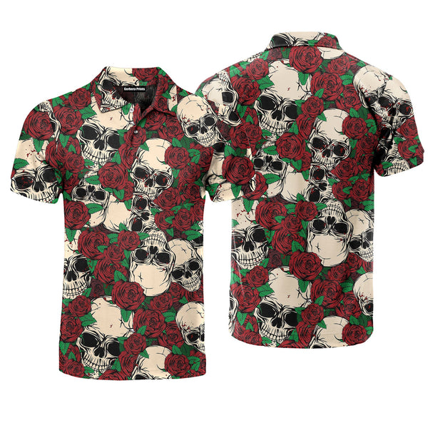 Skull Rose Polo Shirt For Men