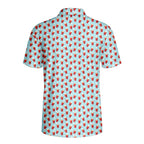 Red Solo Cup funny golf polo for men in Light Blue, back flat lay